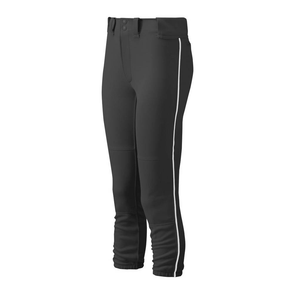 Damske Tepláky Mizuno Belted Piped Softball Čierne/Biele Vypredaj LXJH95076